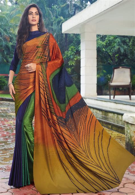 Digital Print Morpankhi Colour Saree Satin Silk Fancy Saree Design 2022