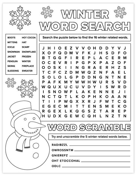 Free Printable Winter Word Search And Word Scramble