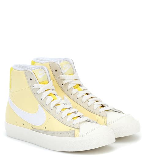 nike blazer mid 77 leather sneakers in yellow white lyst