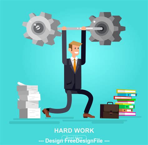 Hard Work Cartoon Illustration Vector Free Download