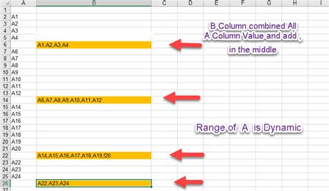 Microsoft Excel Combine Multiple Dynamic Rows Into One Cell Super User