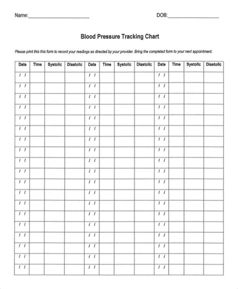 Free Printable Blood Pressure Charts Washfer