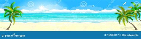 tropical sandy beach and ocean 1 stock vector illustration of panorama landscape 152789457