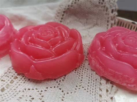 Handmade Soap Set Of 3 Rose Shape Soap Bars Guest Bathroom Etsy