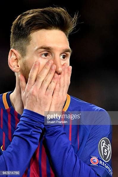 lionel messi of barcelona reacts during the uefa champions league news photo getty images