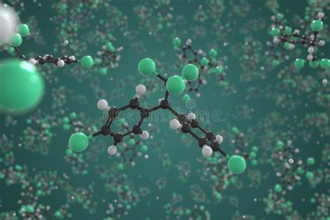 Ddt Molecule Ball And Stick Molecular Model Chemical 3d Rendering
