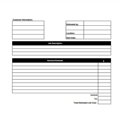 26 Blank Estimate Templates Pdf Doc Excel Odt Free And Premium
