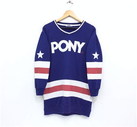Rare Vintage Pony Sweatshirt Big Logo Multicolours Pullover Jumper
