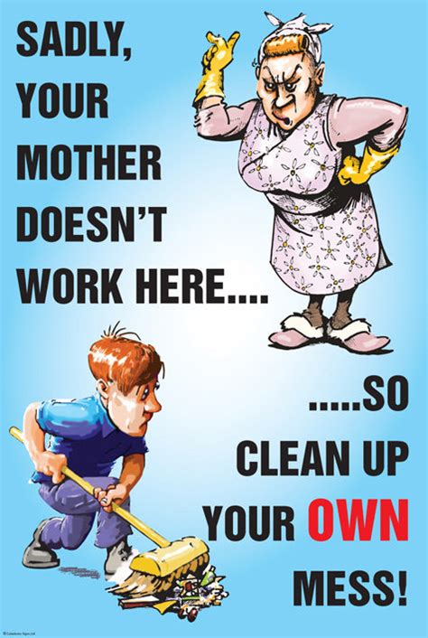 Funny Poster Keep Kitchen Area Clean Warning Safety Signs