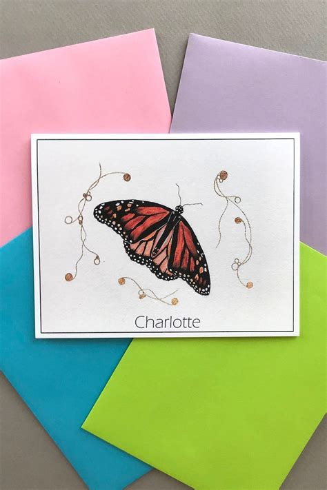 Personalized Butterfly Note Card Stationery Set Monarch Etsy