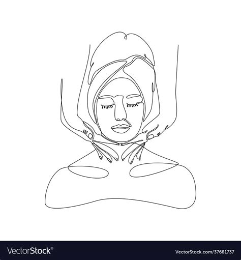 Continuous Line Drawing Beautiful Woman Doing Vector Image
