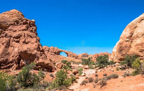 Natural Stone Arches And Desert Arches National Park Usa Stock Image