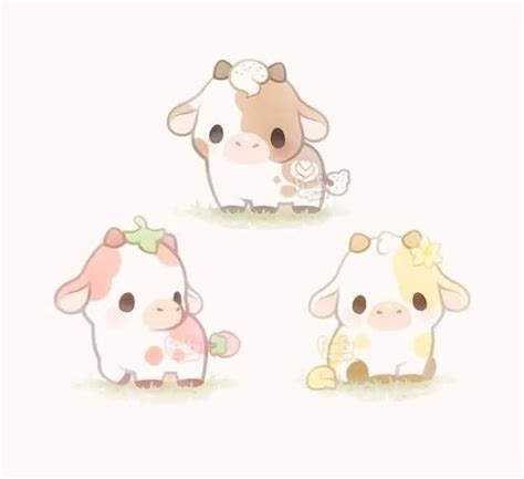 Kawaii Cows Cute Cartoon Drawings Cute Little Drawings Cute Animal