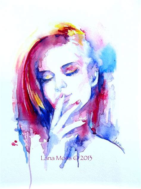 Original Watercolor Painting Abstract Portrait By Lanasart Abstract