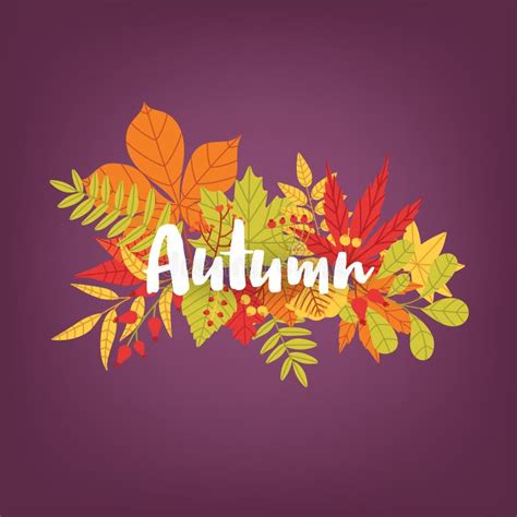 Otoño De La Palabra Cubierto En Hojas Otoñales Ilustración Del Vector