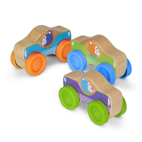 Melissa And Doug First Play Wooden Animal Stacking Cars 3 Pcs Walmart