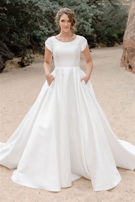Modest By Mon Cheri Tr12033 Description Mikado A Line Bridal Gown