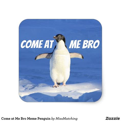 Come At Me Bro Meme Penguin Square Sticker Penguins