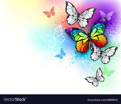 White Background With Rainbow Butterfly Royalty Free Vector