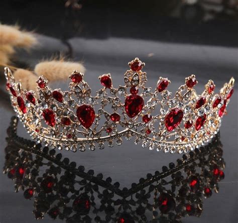 wedding dress accessories crystal baroque female crown red crown crystal gem artofit