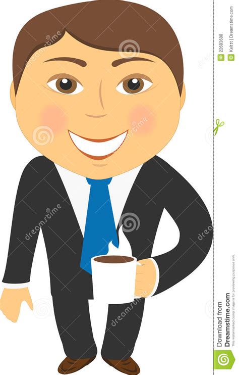 Business Lunch Businessman With Coffee Cup Stock Vector Illustration