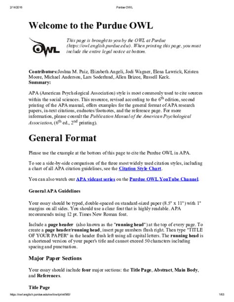 Purdue Owl Apa Style Reference Page Are Na Purdue Owl Mla Formatting