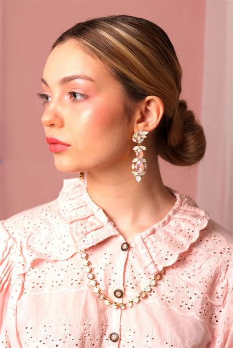 Pink Chandelier Earring Dusty Pink Long Earrings Bridal Pink Etsy