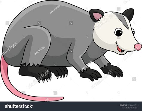Opossum Animal Cartoon Colored Clipart Stock Vector Royalty Free