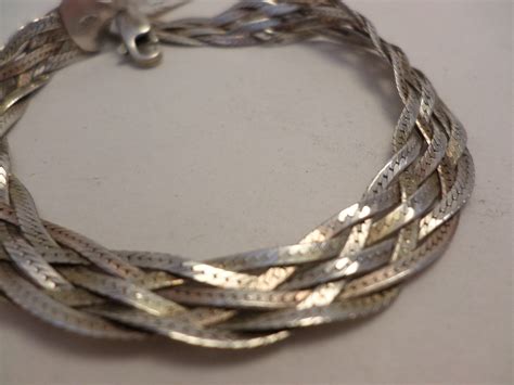 Vintage Sterling Silver 80 6 Rope Braided Bracelet 925 Italy Fas