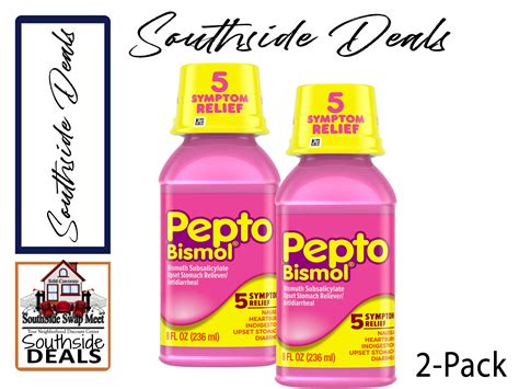 Pepto Bismol Liquid for Upset Stomach, 5 Symptoms Relief, Original, 8