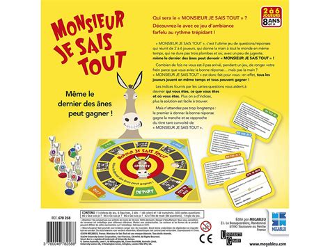Megableu Editions Monsieur Je Sais Tout Jeu De Société Dés 8 Ans