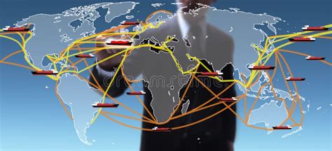 World Shipping Routes Map Stock Image Image Of Generation 29032045