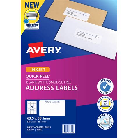 Labels come in different sizes and for different purposes, for everything from regular, no. New Avery 936032 J8160 Inkjet Labels Smudge Free Address 21 Per Sheet Pack 25 | eBay