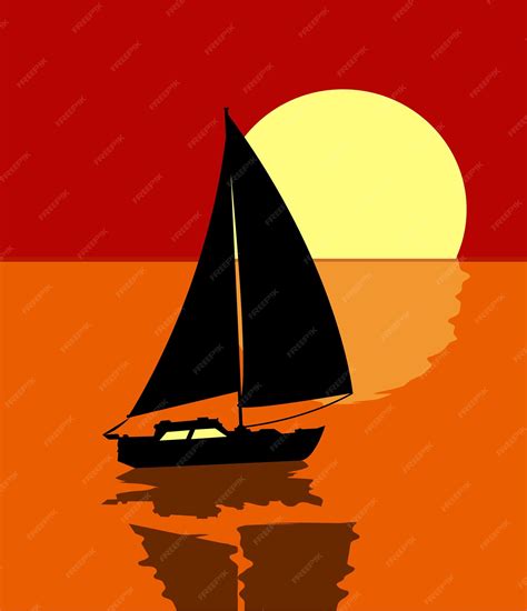 Premium Vector Flat Style Illustration Silhouette Of A Sailing Boat