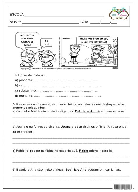 Texto Para Trabalhar Pronomes Pessoais 3o Ano