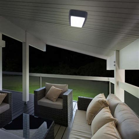 Flush mount features a removable metal drum shade, glass. LED Rectangular Outdoor Wall or Ceiling Light with Diffuser