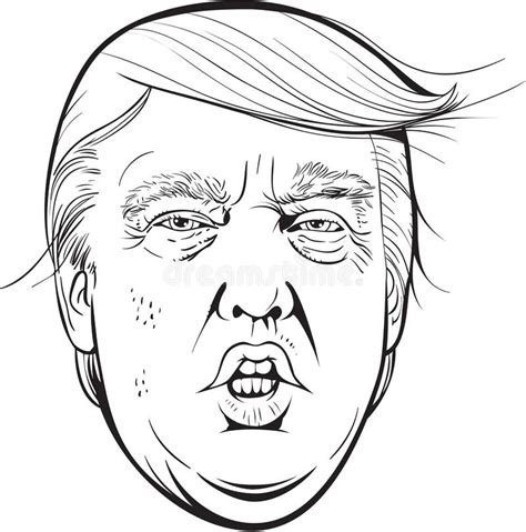 Donald Trump Portrait Illustration Line Art Vector Editorial Photo
