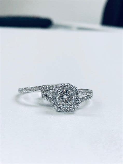 Shop diamond bands and rings in stylish cuts like princess and baguette at costco.com to find the perfect piece of jewelry at a great value today! Round center with cushion halo and split shank diamond ring. | Etsy | Round halo engagement ...