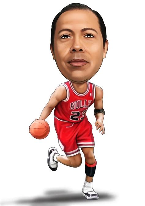 Basketball Caricature From Photos Head And Shoulders Colored