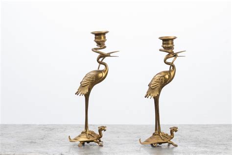 Brass Flamingo Candlesticks From The 1880s At 1stdibs