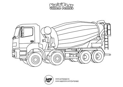 Very Noisy Cement Mixer Truck Coloring Pages - Picolour