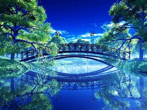 Daydreaming Dreamy Water Bridge River Reflections Trees Artwork