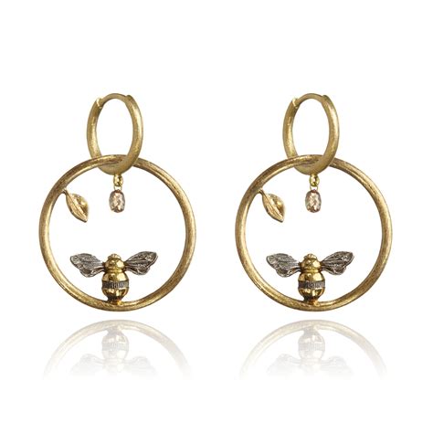 Hoopla 18ct Gold Diamond Bee Earrings