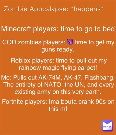 Zombie Apocalypse Happens Minecraft Players Time To Go To Bed Cod