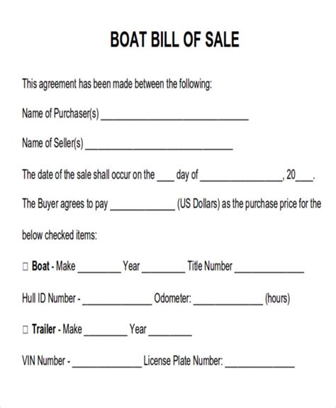 Free Generic Bill Of Sale Templates In Ms Word Pdf