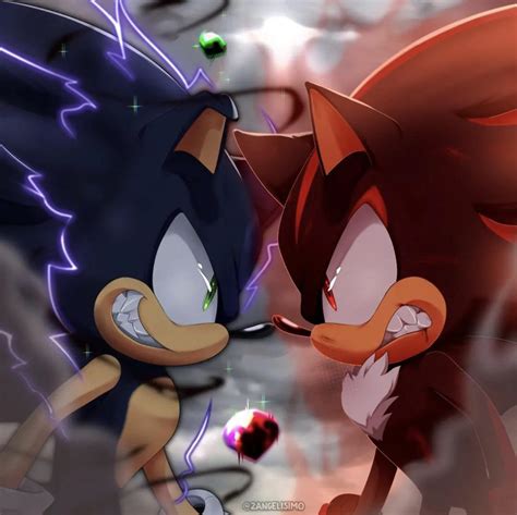 Dark Sonic Vs Chaos Boost Shadow Art By 2angelisimo Rsonicthehedgehog