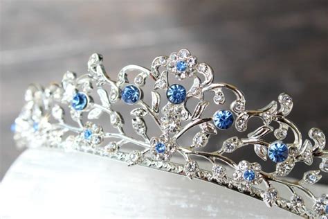 Something Blue Bridal Tiara Swarovski Crystal Bridal Crown Blue Tiara