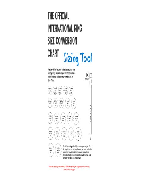 Official International Ring Size Conversion Chart Free Download Free
