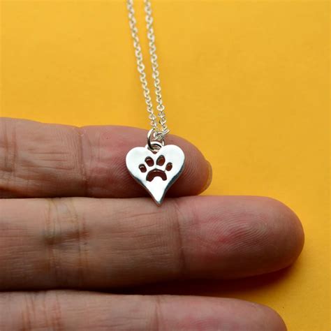 1pcs Gold Dog Paw Heart Necklace Dainty Pendant Puppy Paw Print Lover