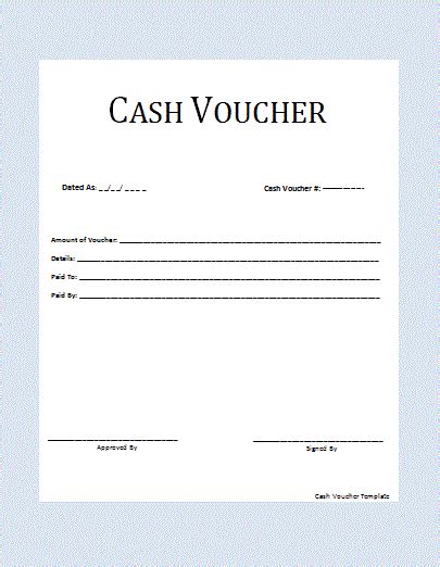 cash voucher format  word templates